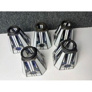 Mission Set Tiffany Style Stained Glass Ceiling Fan Chandelier Shade Lot of 5
